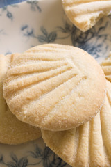 Aberffraw biscuits or Teisen Berffro a traditional Welsh shortbread from Anglesey dating back to the 13th century made with butter flour and sugar and shaped like a scallop shell.