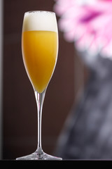 Buck's fizz cocktail in champagne glass
