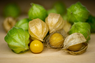Healthy and delicious physalis. Small deph of field