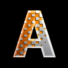 halftone letter A - Capital 3d metallic font - design, modernity or technology concept