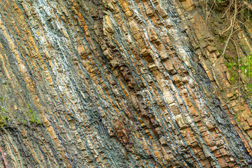 colorful rock layers interesting background with fascinating texture