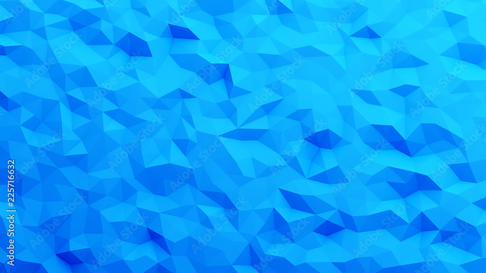 Poster blue triangle tiles flooring in digital computer technology concept, texture pattern background. 3d 