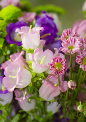Fototapeta na wymiar Bunter Blumenstrauß mit Glockenblumen