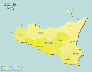 Sicily vector map, divided into provinces