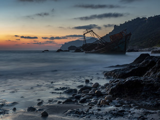 Blackrocks corfu island - shipwreck and sunset feel
