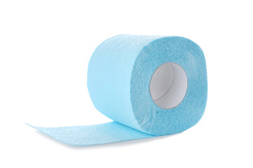 Roll of toilet paper on white background. Personal hygiene