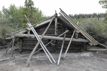 verlassene Geisterstadt in Kanada, Silver City, zerfallene Häuser, Ruinen , Yukon, Geisterstadt