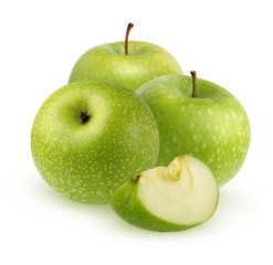 Green apples isolated on a white background.
