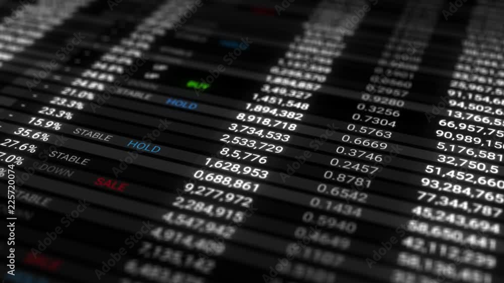 Poster 3d render abstract background with stock market digits. financial concept. stock market data on disp