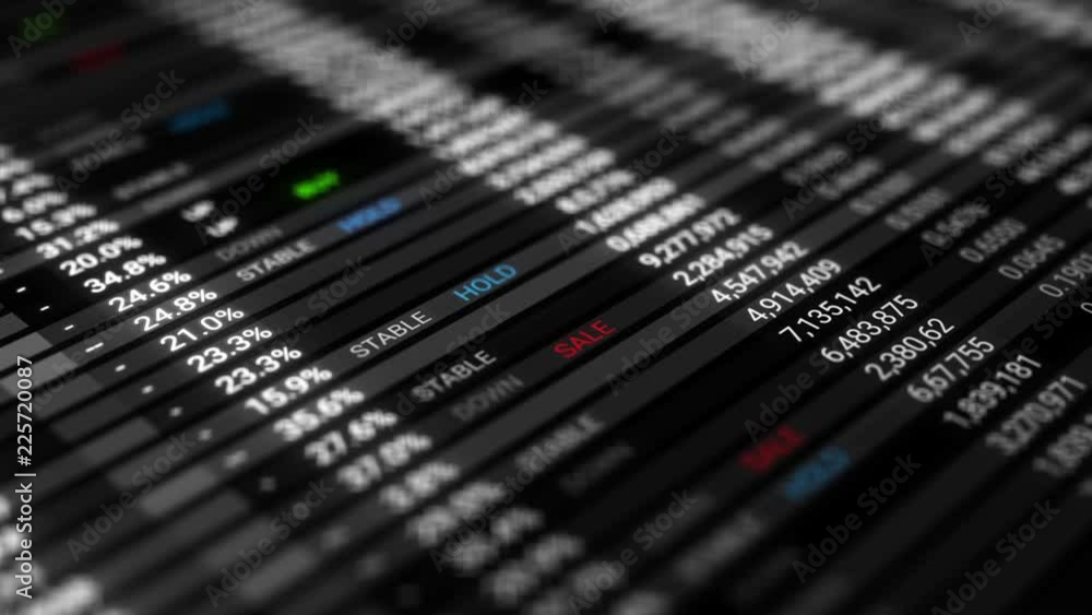 Poster 3d render abstract background with stock market digits. financial concept. stock market data on disp