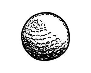 Golf Ball for the Sports Hand Drawn Symbol Logo Vector