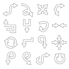 arrow icons set thin line design