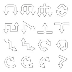 arrow icons set thin line design