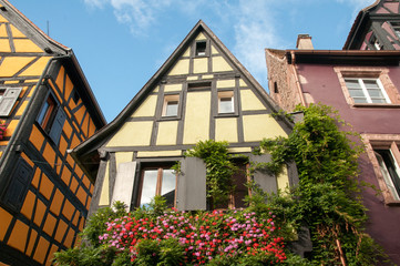 Fototapeta na wymiar Half timbered houses in Alsace