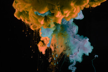 Acrylic colors in water. Ink blot.