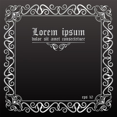 Steel frame with celtic motives. Vector illustration isolated on a black background.