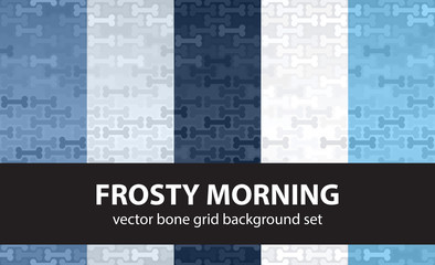 Bone pattern set Frosty Morning. Vector seamless backgrounds