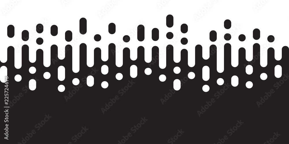 Poster Seamless pattern. Black and white background with rounded lines