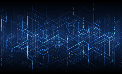 Technology background. Binary computer code.  Vector illustration.