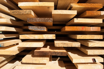 Stacked wooden boards