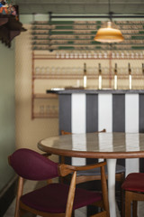 warm cozy room bar space chair and table decorative