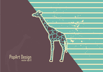card in the style of PopArt. image of a giraffe. abstraction