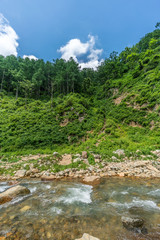 Yokoyu River (Yokoyugawa) in Jigokudani valey. Nagano Prefecture, Japan