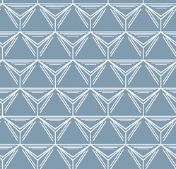 Seamless geometric pattern background with lines and triangulars simple lattice.  White and blue texture. Graphic modern pattern.