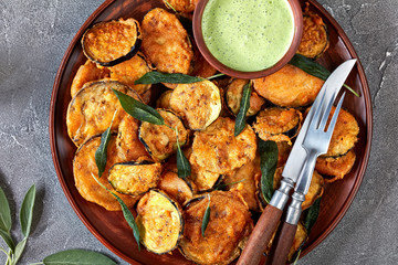 breaded deep Fried Eggplant, flat lay