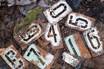 Old metal stencils with figures