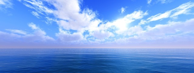 Panorama of sea sunset, tropical seascape,
