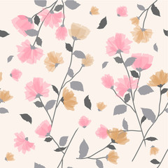 Seamless background pattern of delicate pink floral blossom