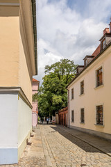 Wrocław side street with park