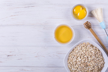 Raw oatmeal with ingredients