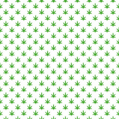 Simple marijuana leaf, hemp, cannabis pattern with various icons and symbols on white background flat vector illustration
