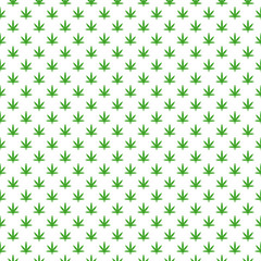Simple marijuana leaf, hemp, cannabis pattern with various icons and symbols on white background flat vector illustration