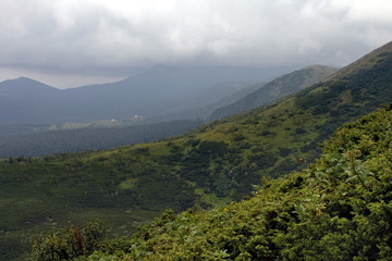 fog curve hills of mountains