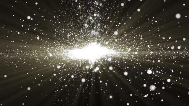 Space gold background with particles. Space golden dust with stars on black background. Sunlight of beams and gloss of particles galaxies.