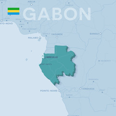 Verctor Map of cities and roads in Gabon.