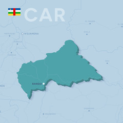Verctor Map of cities and roads in Central African Republic.
