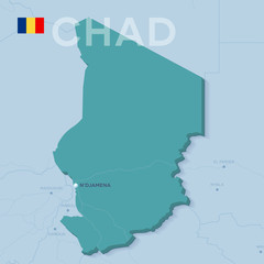 Verctor Map of cities and roads in Chad.