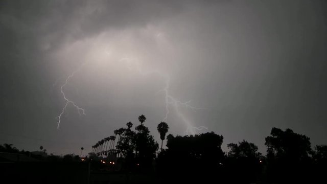 Loop of Lightning strikes during a thunderstorm. Loop 2 of 2.