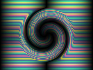 Black background with colored, iridescent twisted lines, neon effekt, glow