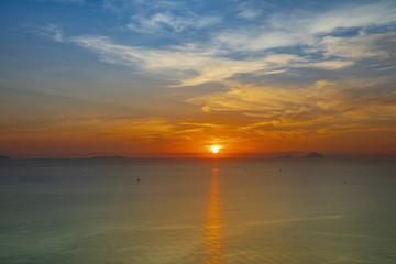 Sunrise on the sea of Nha Trang City, a City famous for International tourism tourism