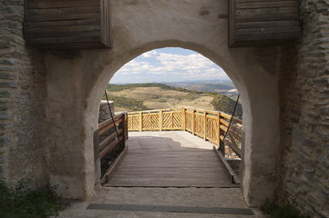 The bridge at the entrance - Medieval citadel of Deva - Transylvania, Romania
