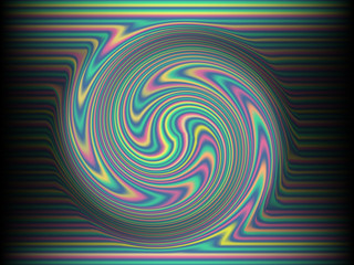 Black background with colored, iridescent twisted lines, neon effekt, glow