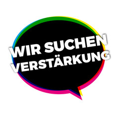 Wir suchen Verstärkung Gedankenblase CMY