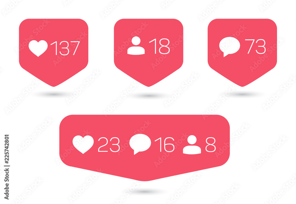 Poster set of templates of counter with info for social networking isolated on white background