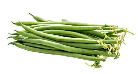 Obraz premium Green beans isolated on a white background. Clipping path
