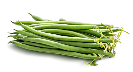 Obraz premium Green beans isolated on a white background. Clipping path